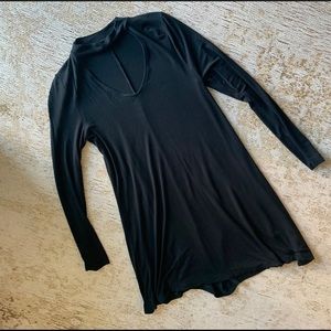 Black Express Dress with Crew Neck Cut Out